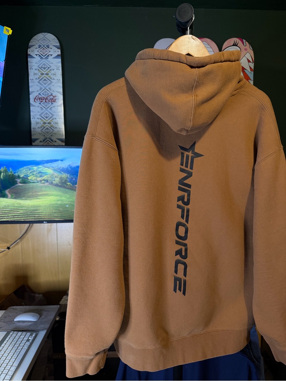 Enrforce Signature Men's Chestnut Brown Hooded Sweatshirt- XL